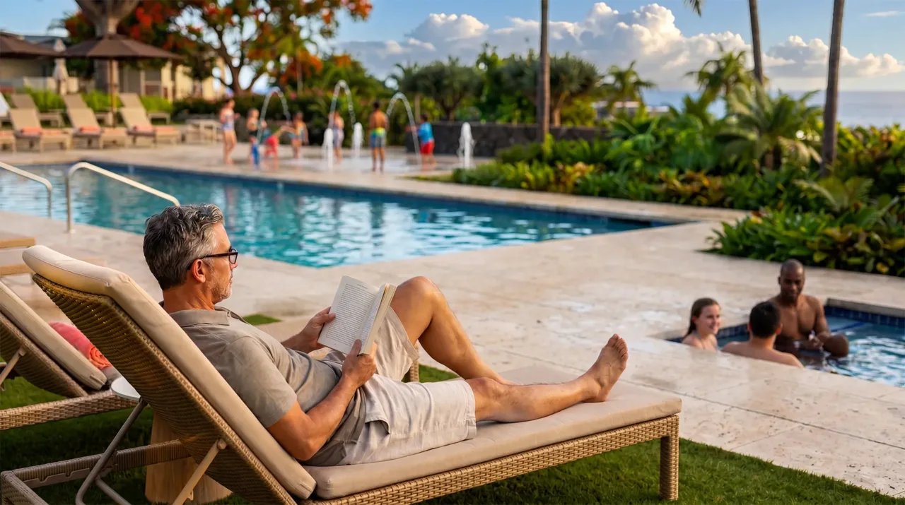 Poolside relaxation at Kainani