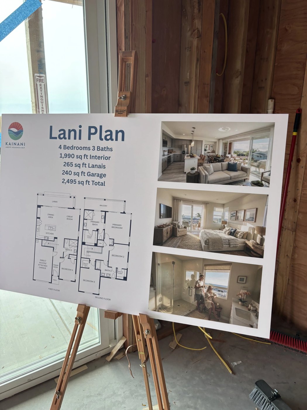 Lani Plan (Plan 4) spec board, photographed on site